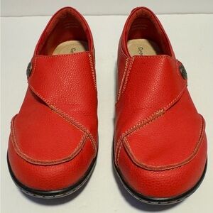 Geoeleph Women’s 9 Loafers Leather Red Slip On Comfort Walking Casual Soft